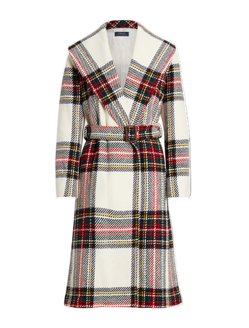 Polo Ralph Lauren Plaid Wool-blend Herringbone Wrap Coat _ Clearo Outlet