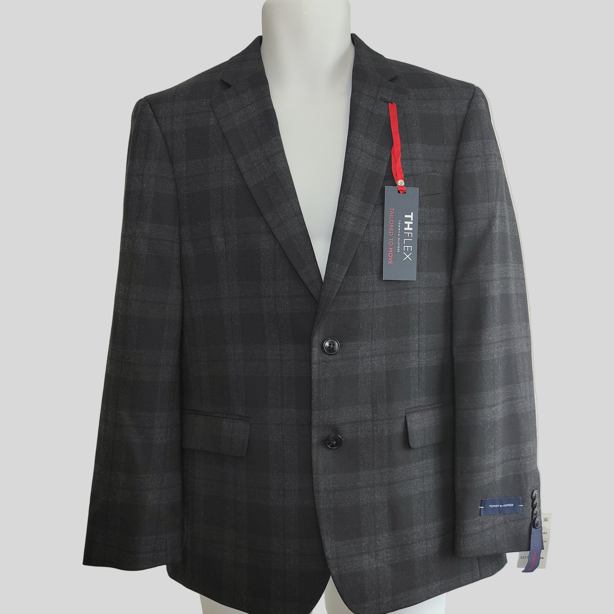 Tommy Hilfiger Men's Blazer in charcoal-Black 44R