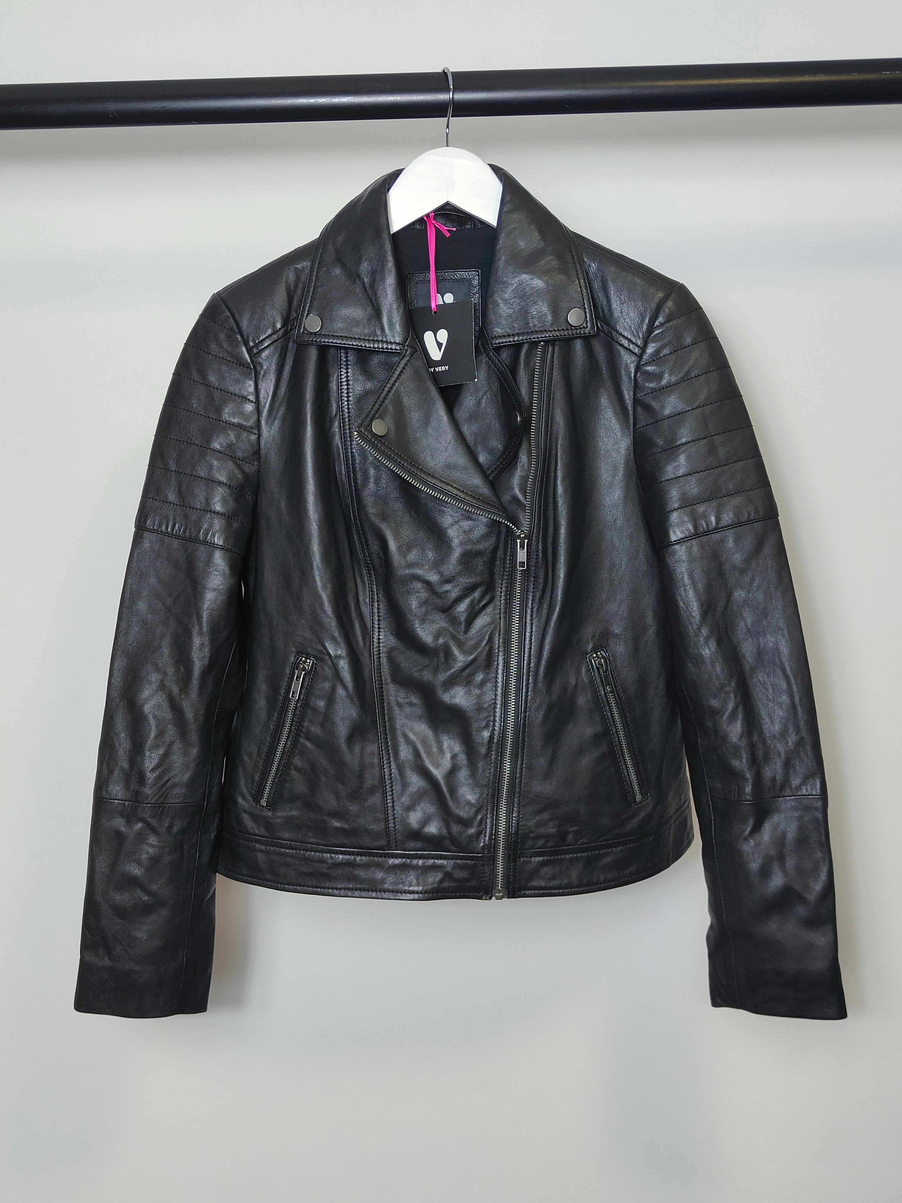 V By Very Women's Sheep Leather Biker Jacket