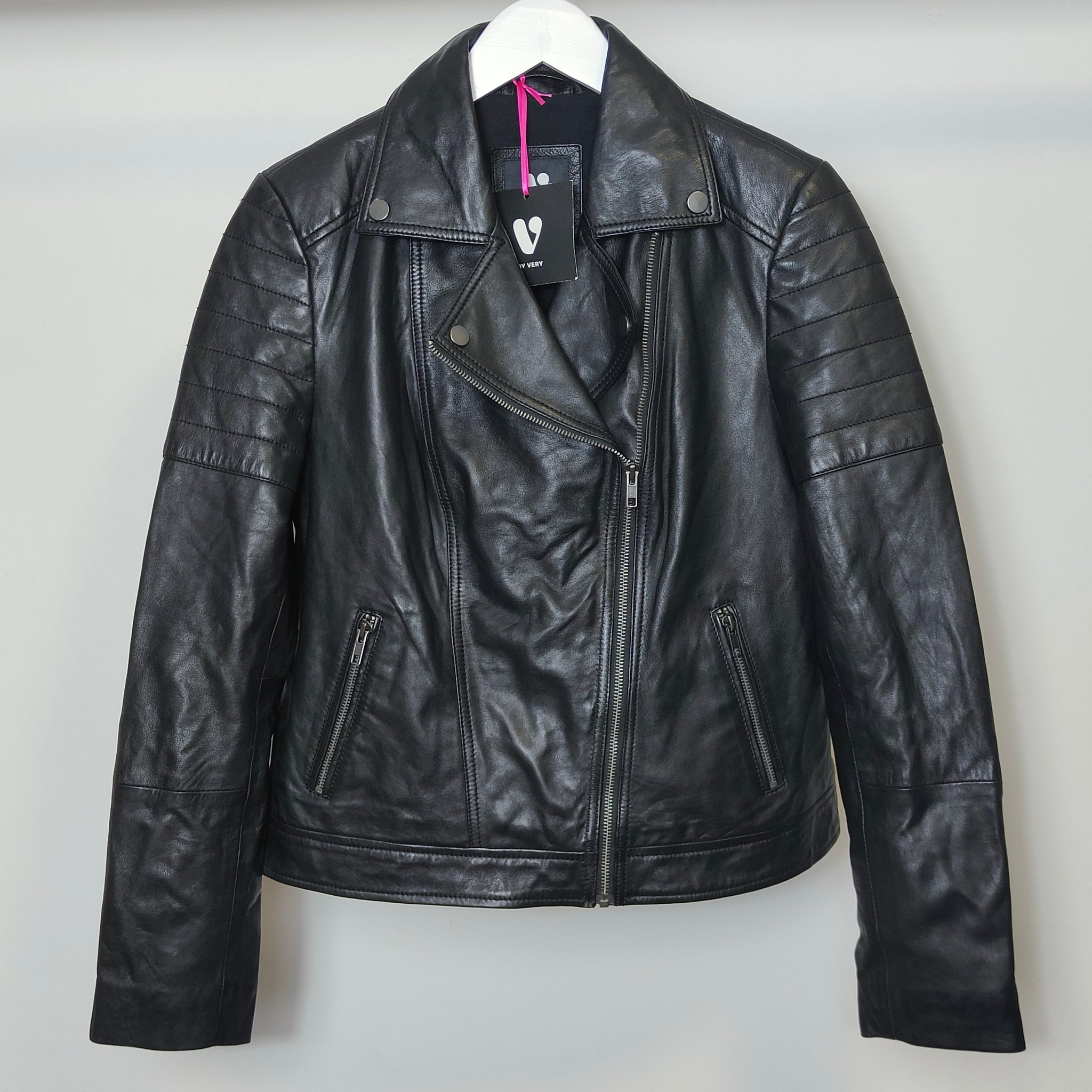 V By Very Women's Sheep Leather Biker Jacket