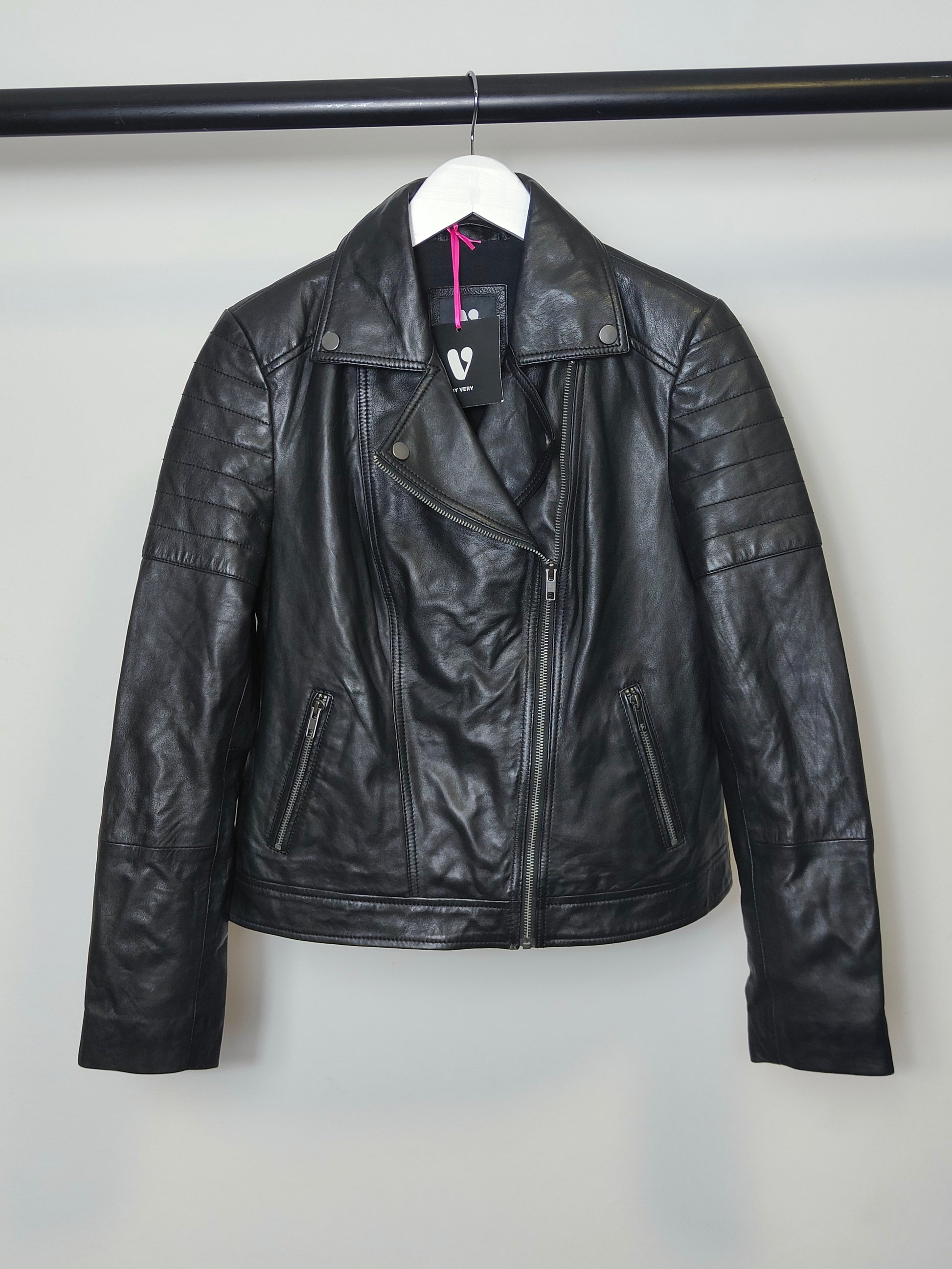 V By Very Women's Sheep Leather Biker Jacket