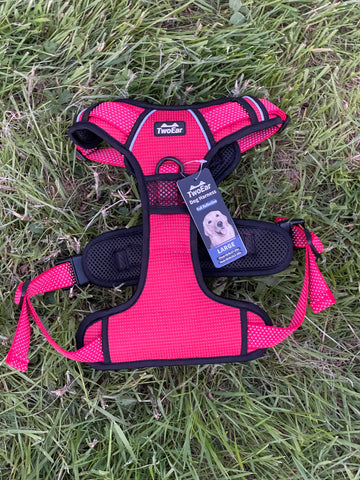 Premium Dog Harness No Pull With Sturdy Handle 2 Lead Attachments Dogs Vest Reflective/Lighted in Red