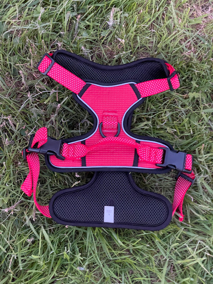 Premium Dog Harness No Pull With Sturdy Handle 2 Lead Attachments Dogs Vest Reflective/Lighted in Red
