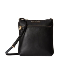 Michael Kors Flat Lambskin Leather Crossbody Bag in Black