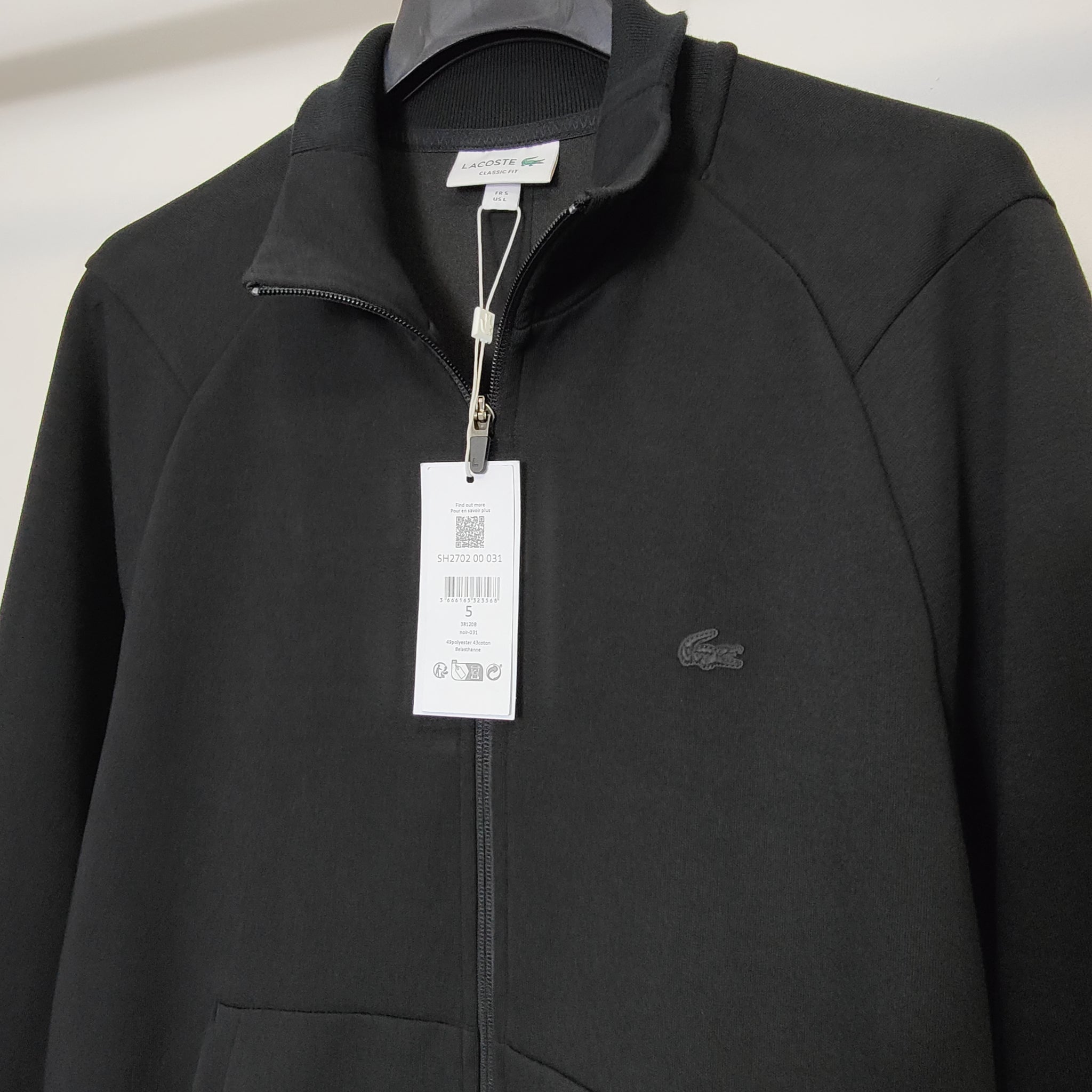 Men’s High Neck Cotton Blend Zip Jogger Sweatshirt in Black L