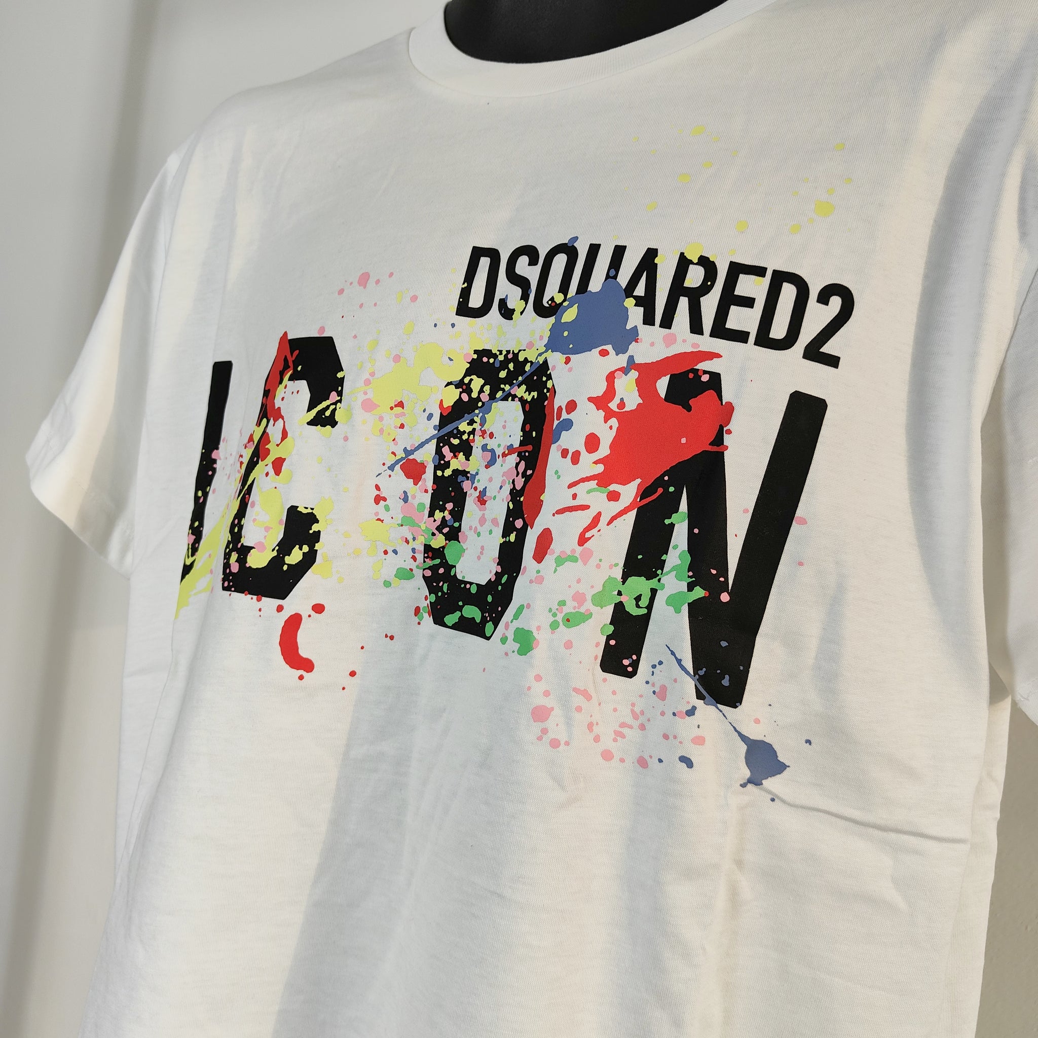 Dsquared2 Men's Paint Splatter ICON T-Shirt in White L
