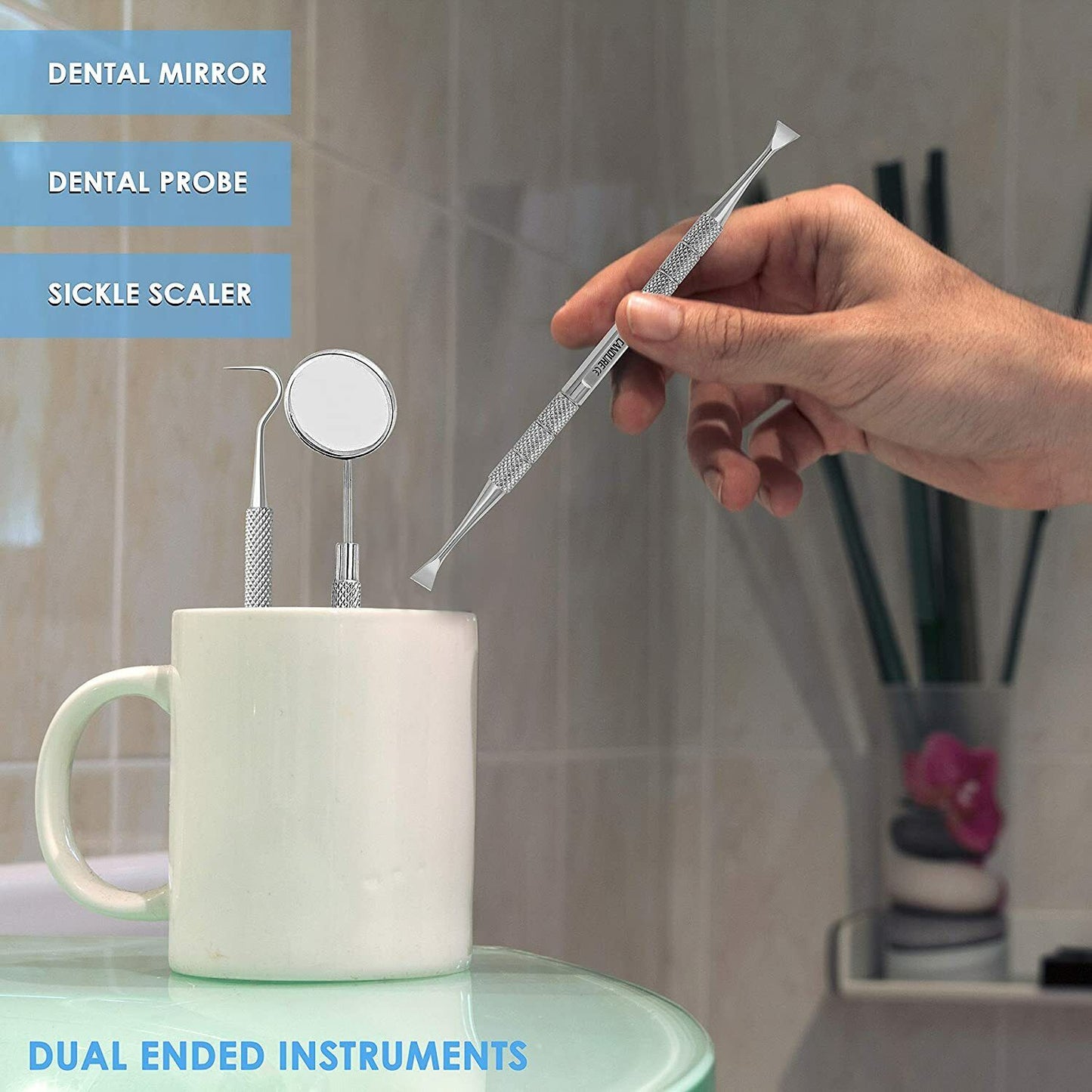 Dental Oral Care Kit 3pcs Set Stainless Steel Plaque Calculus Removal Dental Hygiene Tool