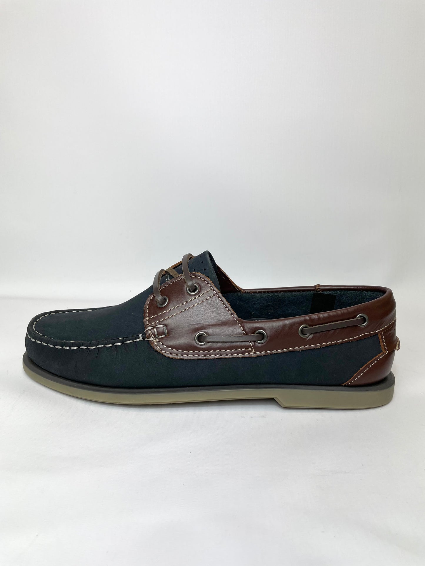 Dek Leather Moccasin Mens Boat Shoes Navy Brown