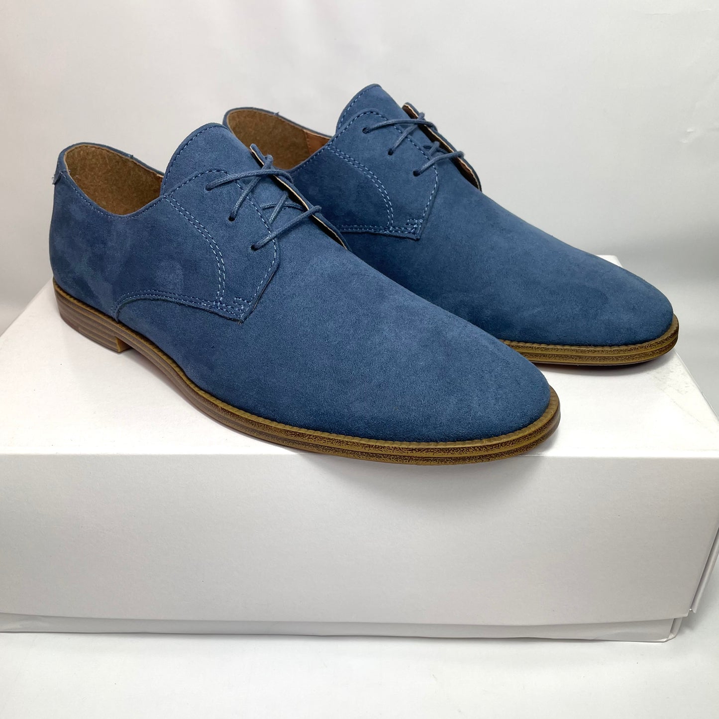 Angus Mens Suede Leather Handmade Oxford Shoes in Blue