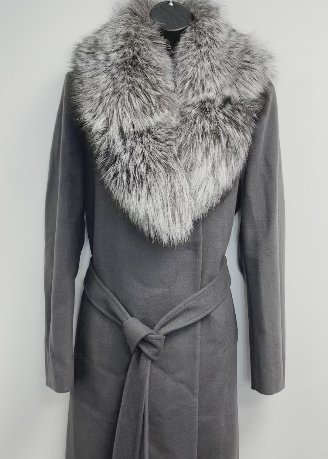 Fur trim wrap coat best sale