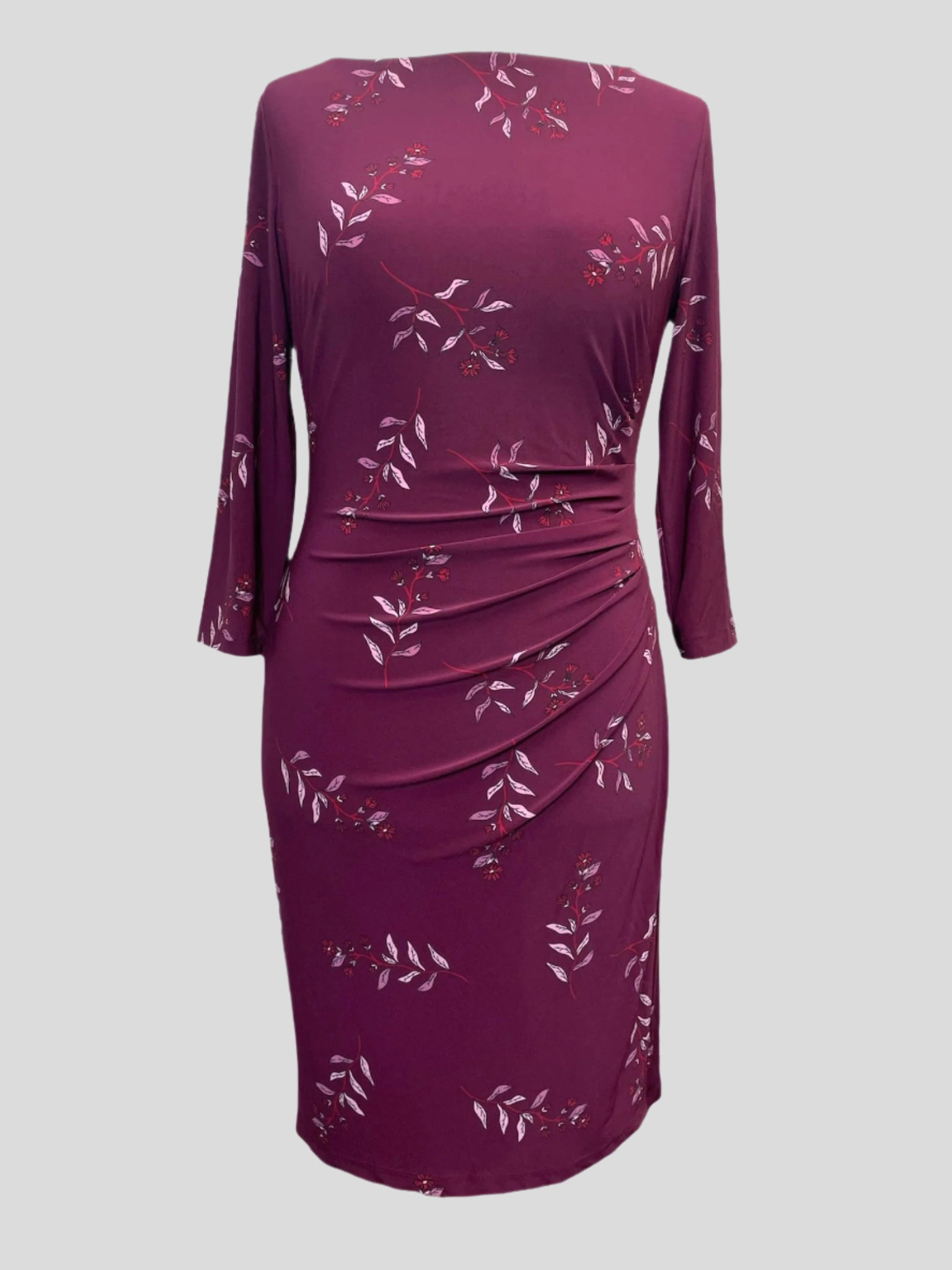 Ralph Lauren Women’s Victorina Floral Print Dress Burgundy