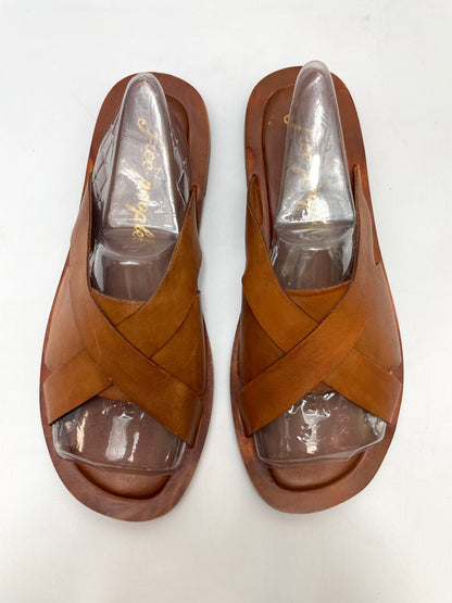 Free People Leather Footbed Womens Slides Brown