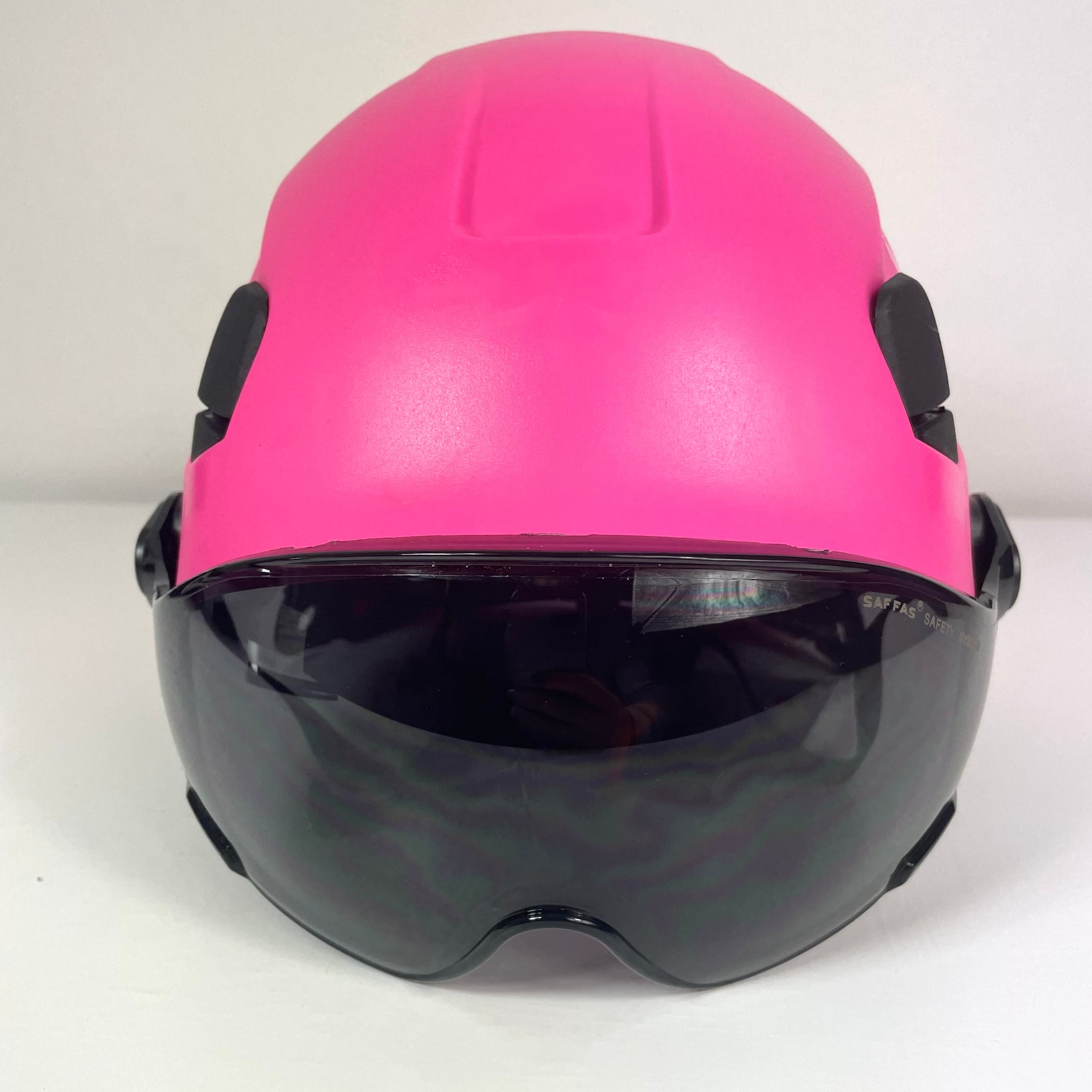 Saffas Safety Helmet With Visor Adjustable Hard Hat for Construction 6-Point Suspension Pink