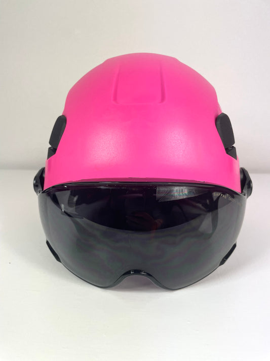 Saffas Safety Helmet With Visor Adjustable Hard Hat for Construction 6-Point Suspension Pink