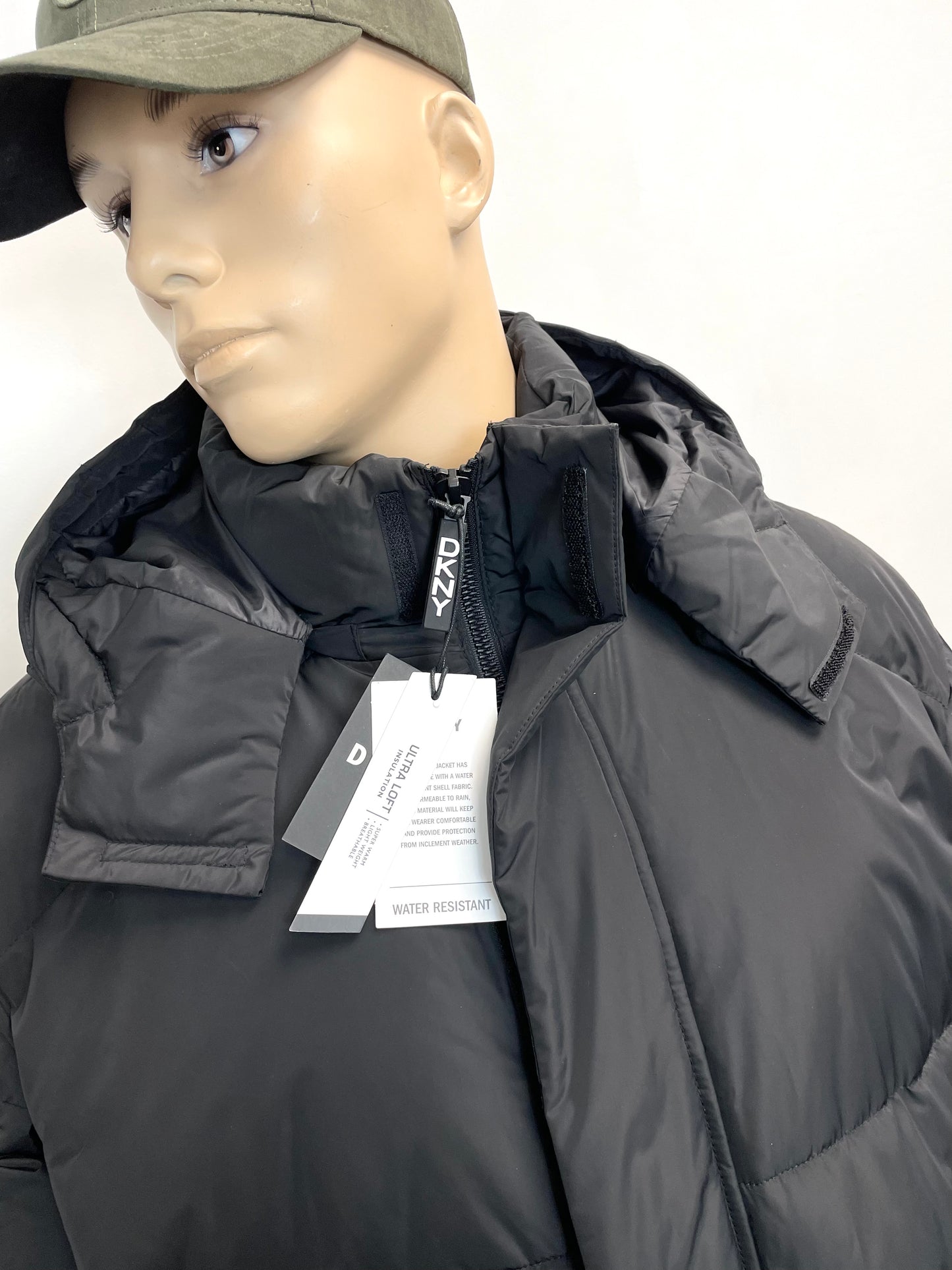 Men's Water Resistant Down Puffer Jacket in Black XXL