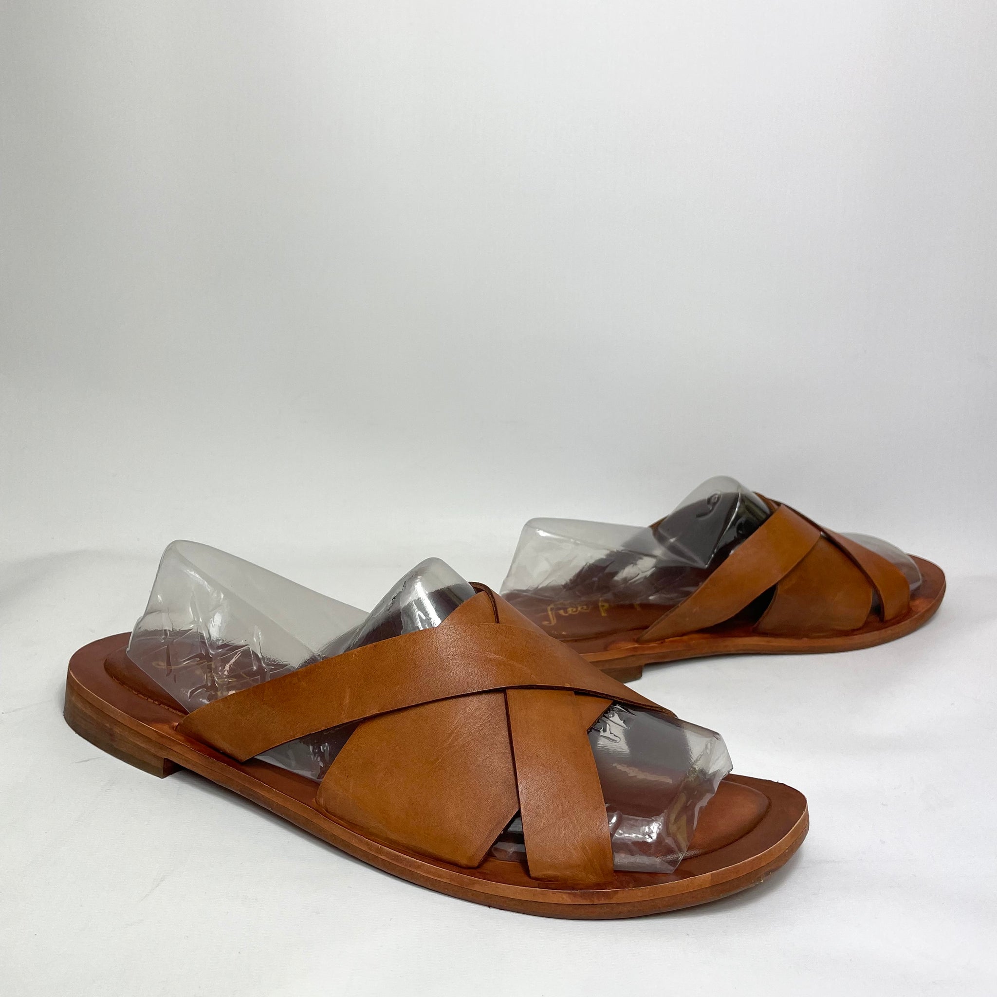 Free People Leather Footbed Womens Slides Brown