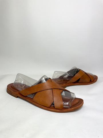 Free People Leather Footbed Womens Slides Brown