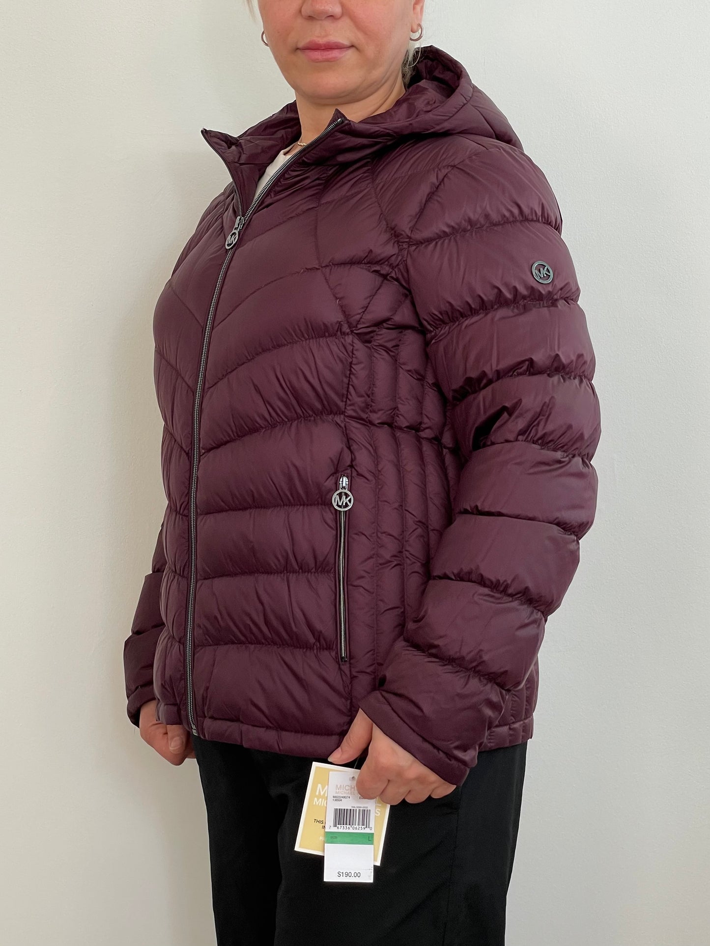 Michael Kors Women’s Packable Down Fill Puffer Jacket Burgundy