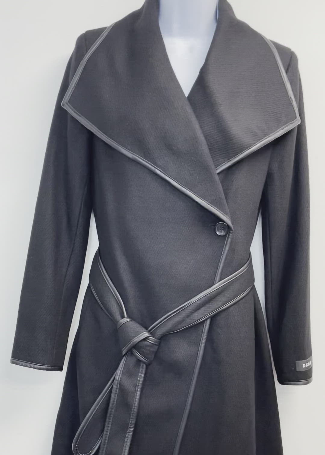 Dkny leather discount trim wool coat