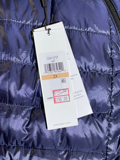 Calvin Klein Women’s Plus Size Packable Down Long Puffer Coat Blue