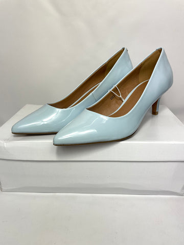 Women's Moda Low Heel D'Orsay Pointed Toe Pump Shoes in Light Blue UK 5 / EU 38