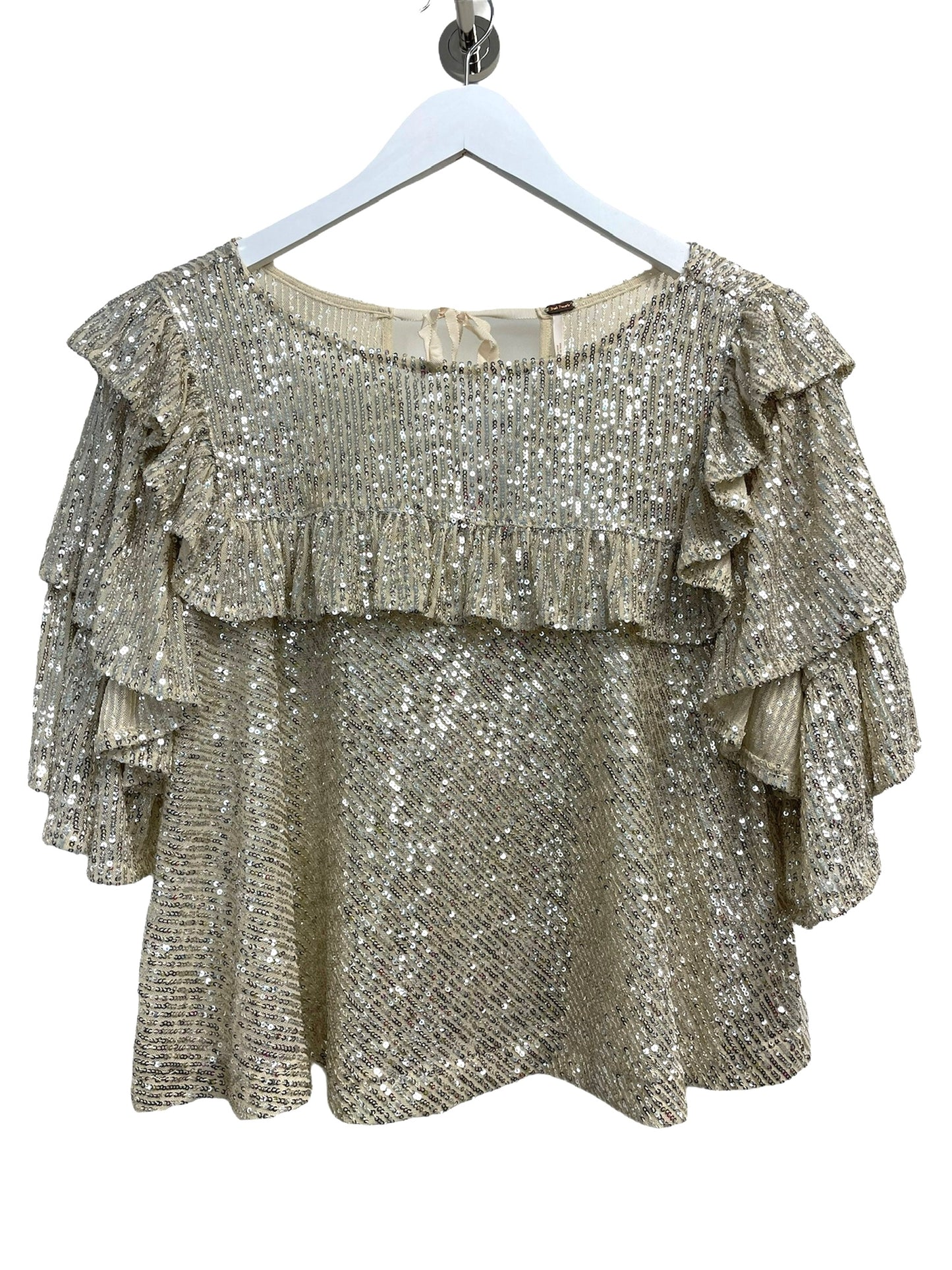 Free People Women's Tess Daly's Magical Sparkly Sequin Top Silver