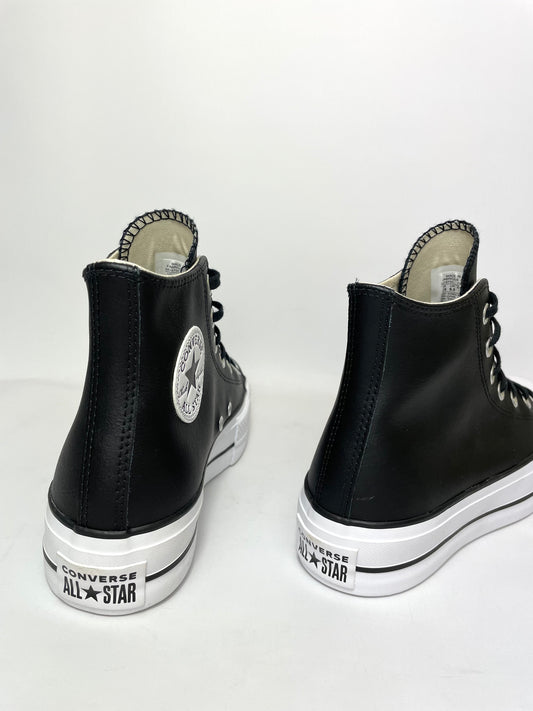 Converse Chuck Taylor All Star Platform Leather High-Top Womens Trainers Black/White