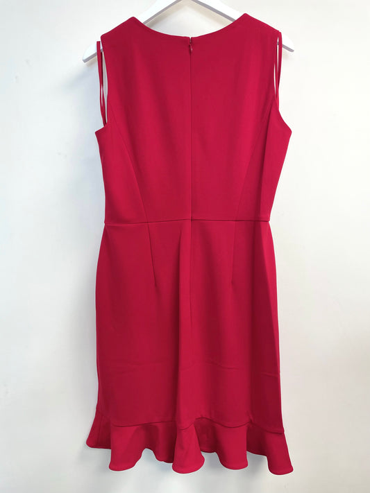 Nine West Women's Crimson Sleeveless Jewel Neck Crepe Dress Red