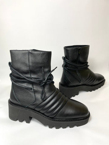 Women’s Tori Padded Moto Boot Leather Zip-up Boots Black UK 6 / EU 39