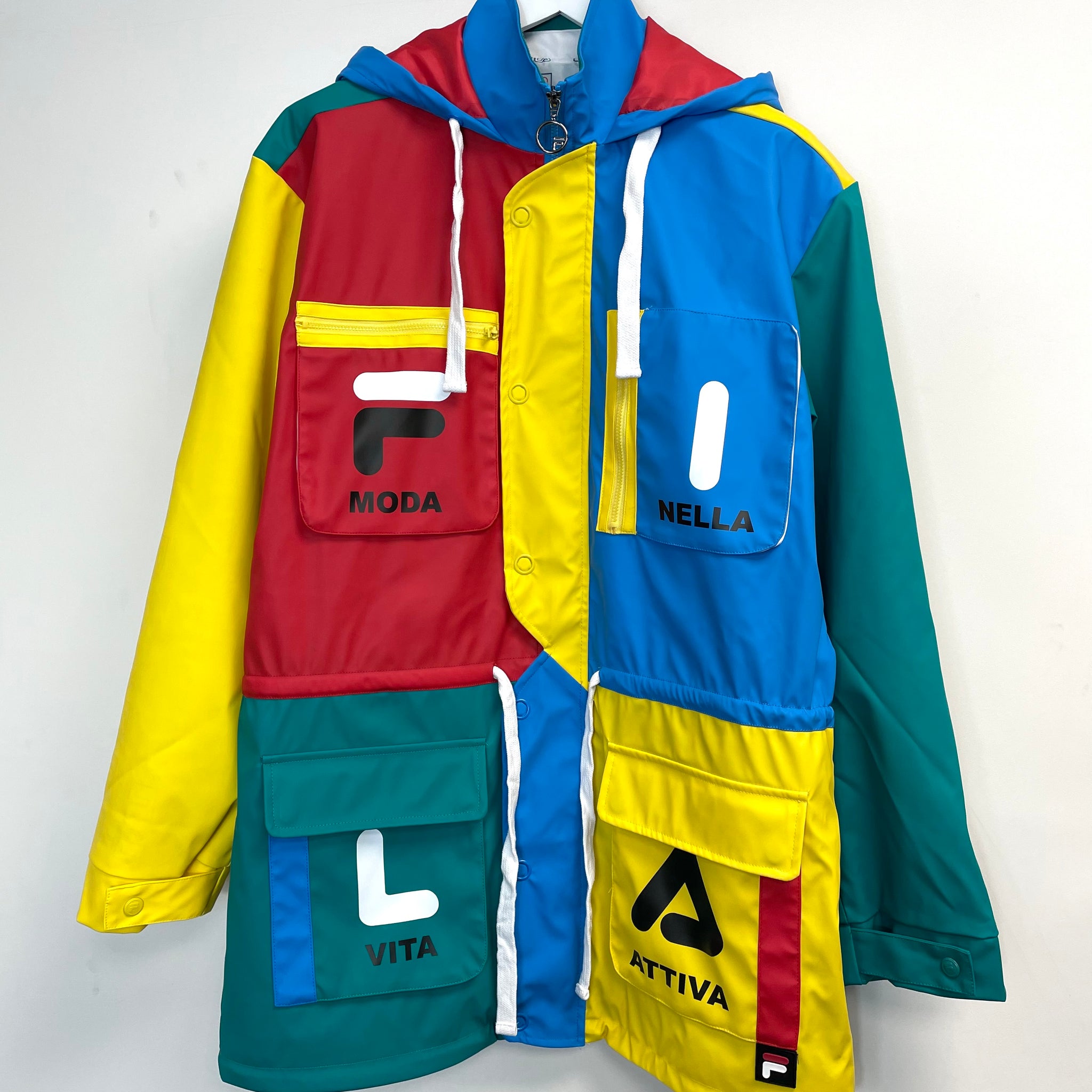 Fila Mens Vintage Gobi Colour Block Raincoat Mac Multi Colour
