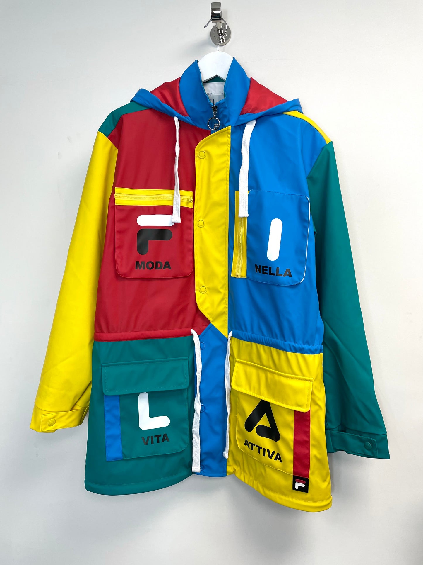 Fila Mens Vintage Gobi Colour Block Raincoat Mac Multi Colour