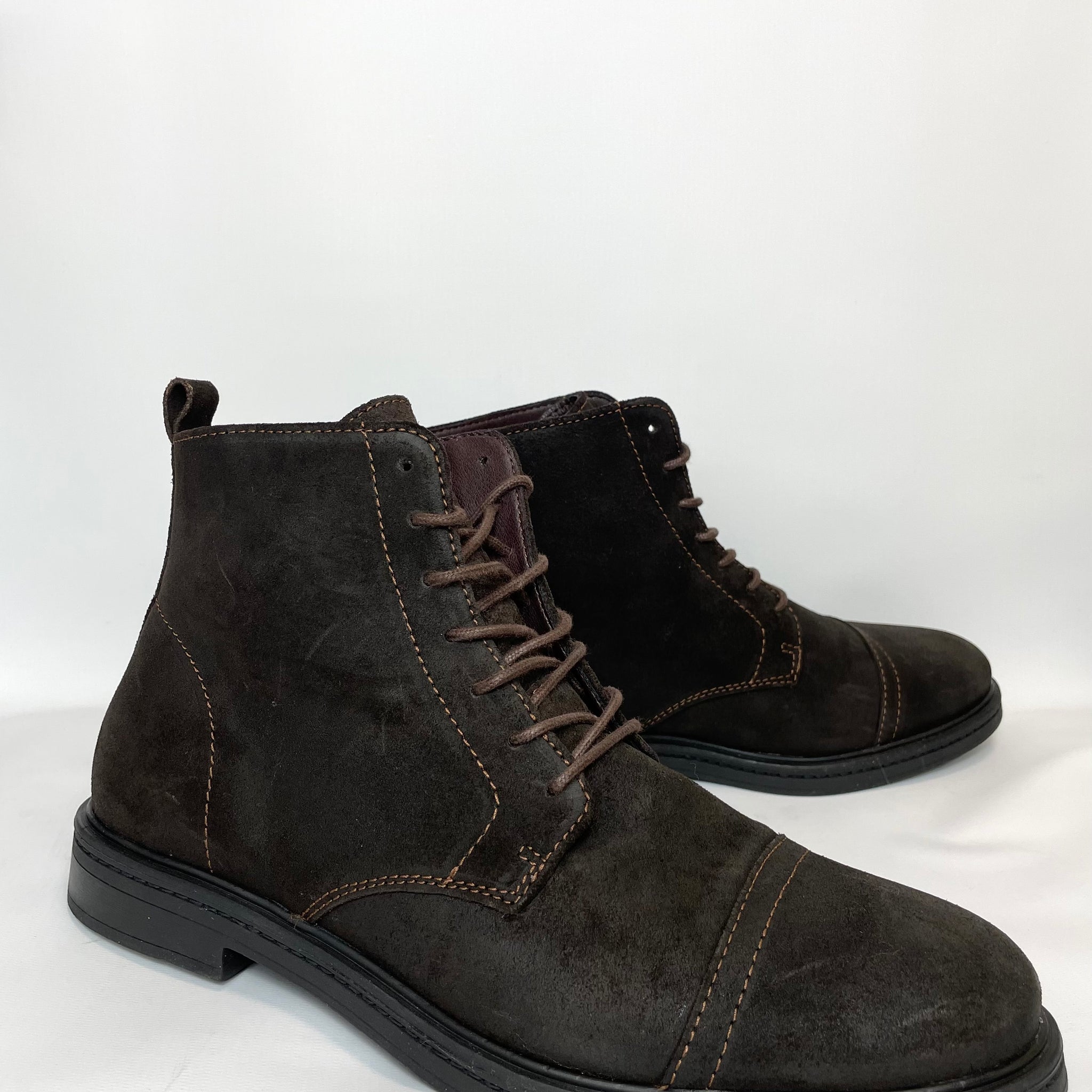 Mens Suede Leather Lace-up Ankle Boots Brown