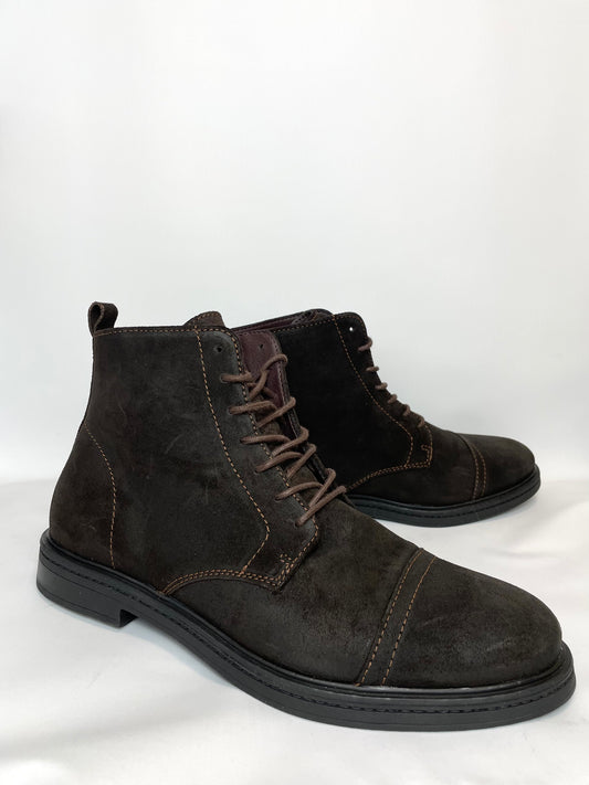 Mens Suede Leather Lace-up Ankle Boots Brown