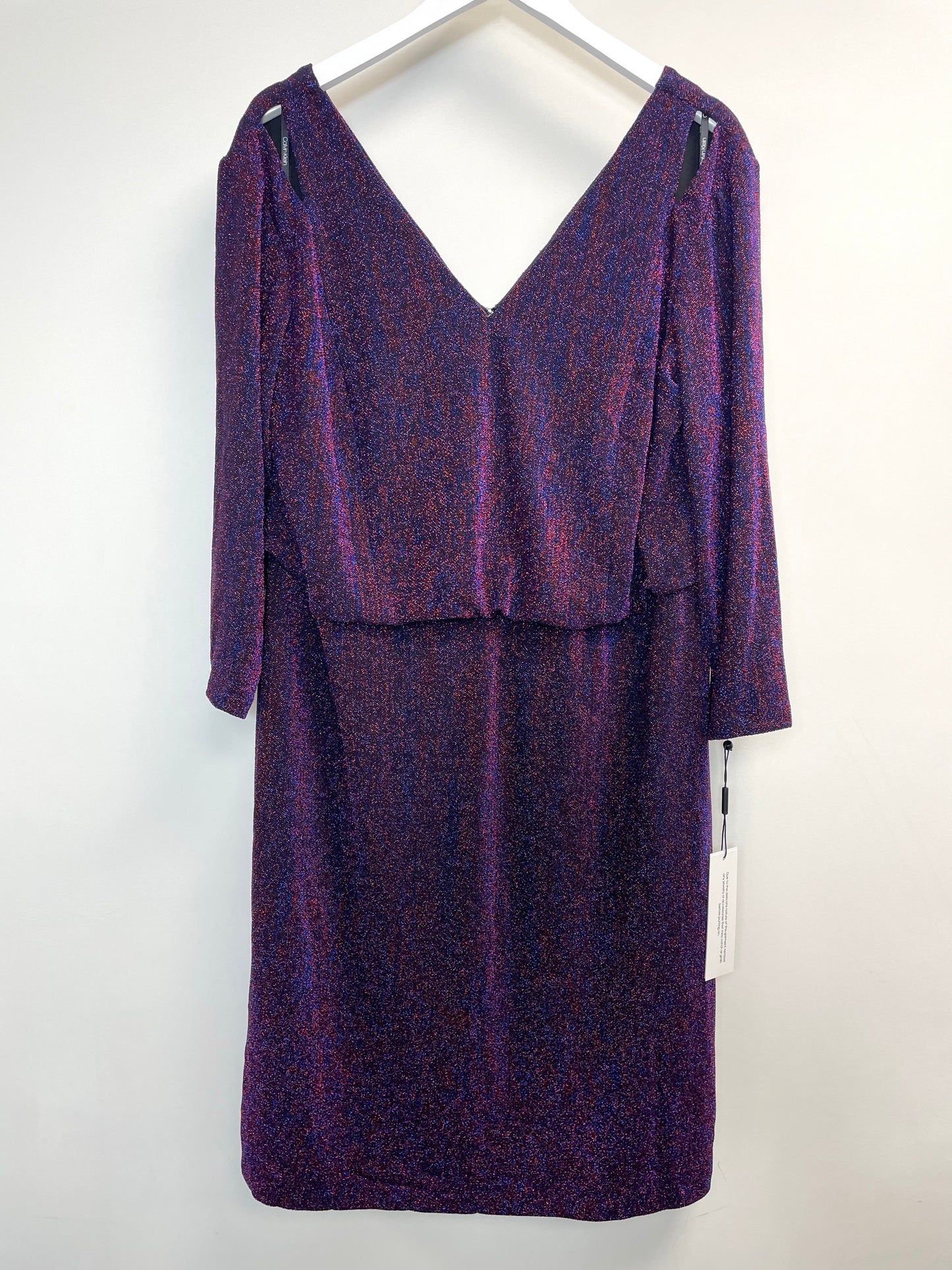 Calvin Klein Women’s Plus Metallic Blouson Dress Purple