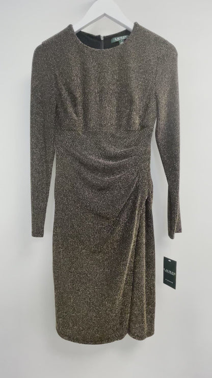 Ralph Lauren Women’s Metallic Sheath Dress Black/Gold