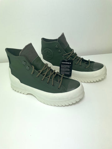 Converse All Star Unisex Waterproof Platform Chunky Boots in Khaki Green