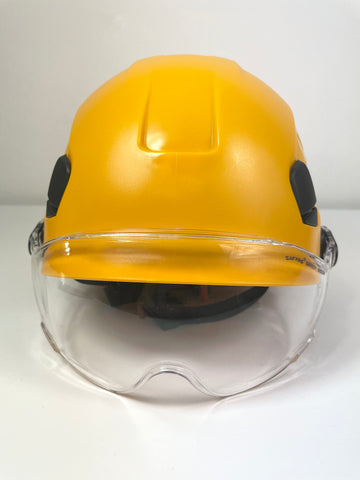 Saffas Safety Helmet With Visor Adjustable Hard Hat for Construction 6-Point Suspension Yellow