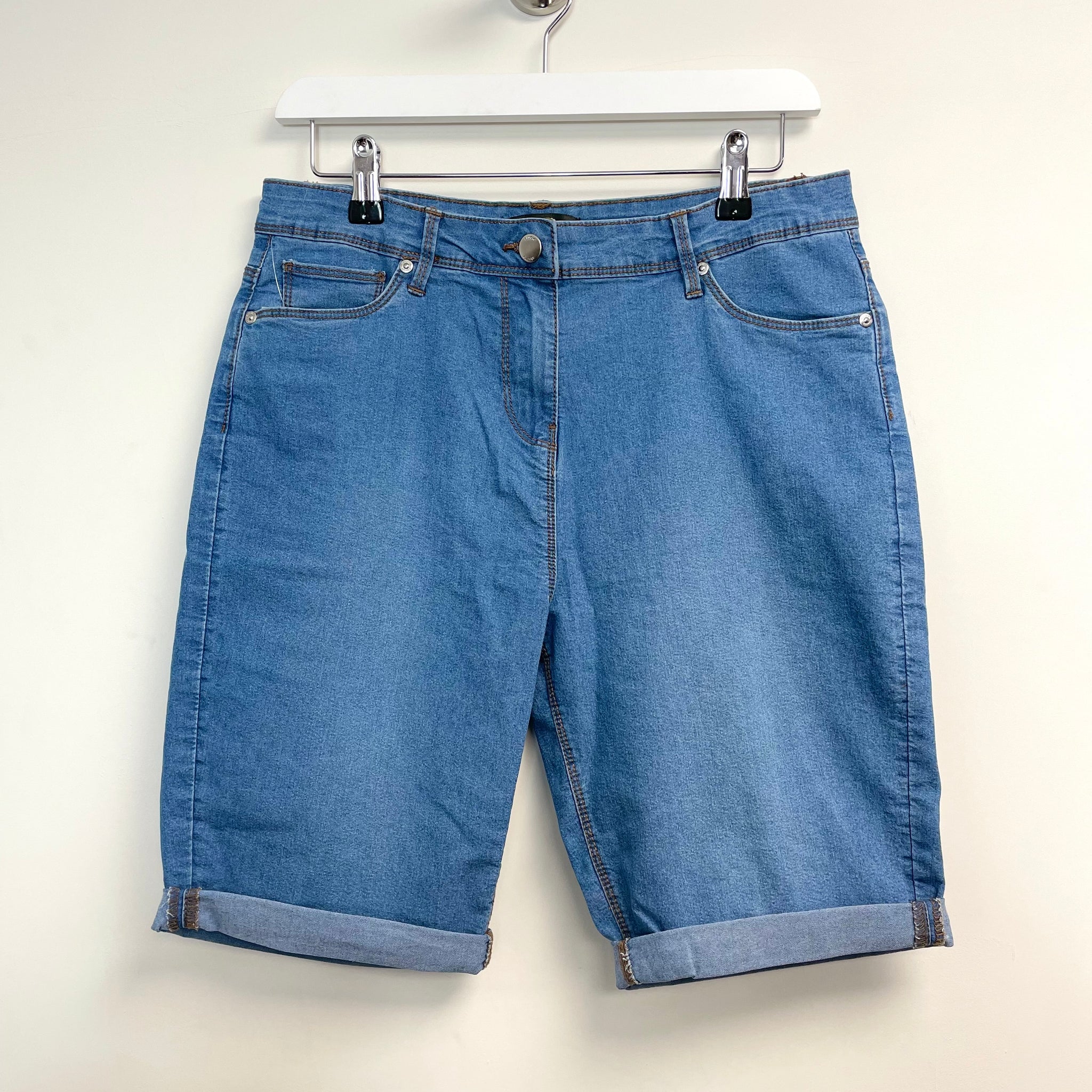 Womens Longline Denim Short Blue
