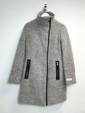 Calvin Klein Womens Wool Blend Coat in Grey