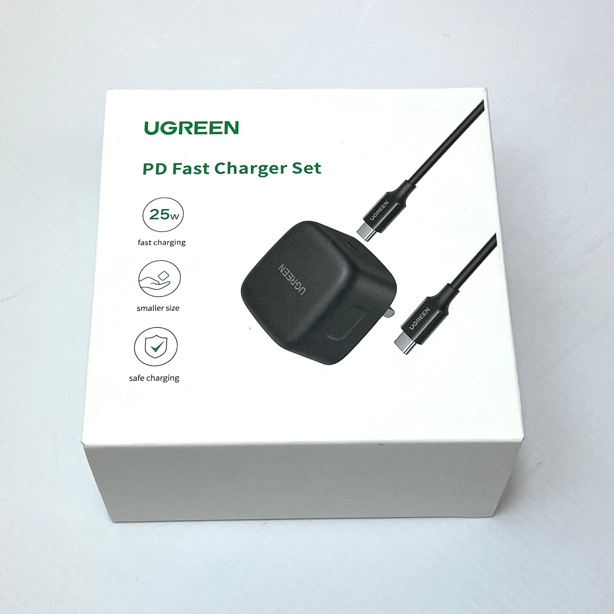 Ugreen USB C PD Fast Charger Set 25W Plug & Cable in Black