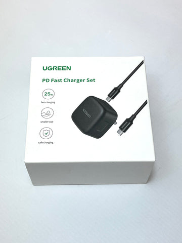 Ugreen USB C PD Fast Charger Set 25W Plug & Cable in Black