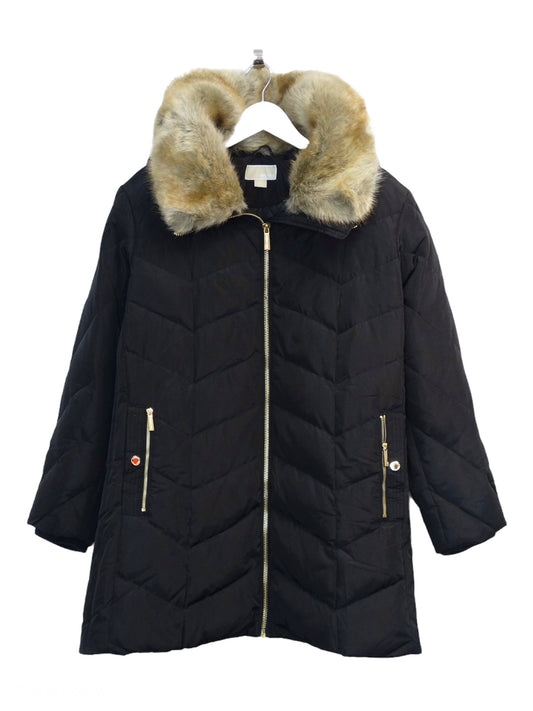 Michael Kors Women’s Faux Fur Collar Down Puffer Coat Black