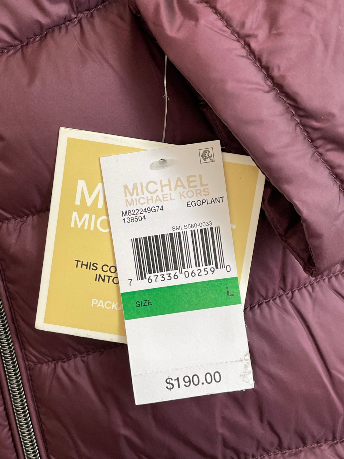Michael Kors Women’s Packable Down Fill Puffer Jacket Burgundy