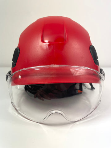 Saffas Safety Helmet With Visor Adjustable Hard Hat for Construction 6-Point Suspension Red