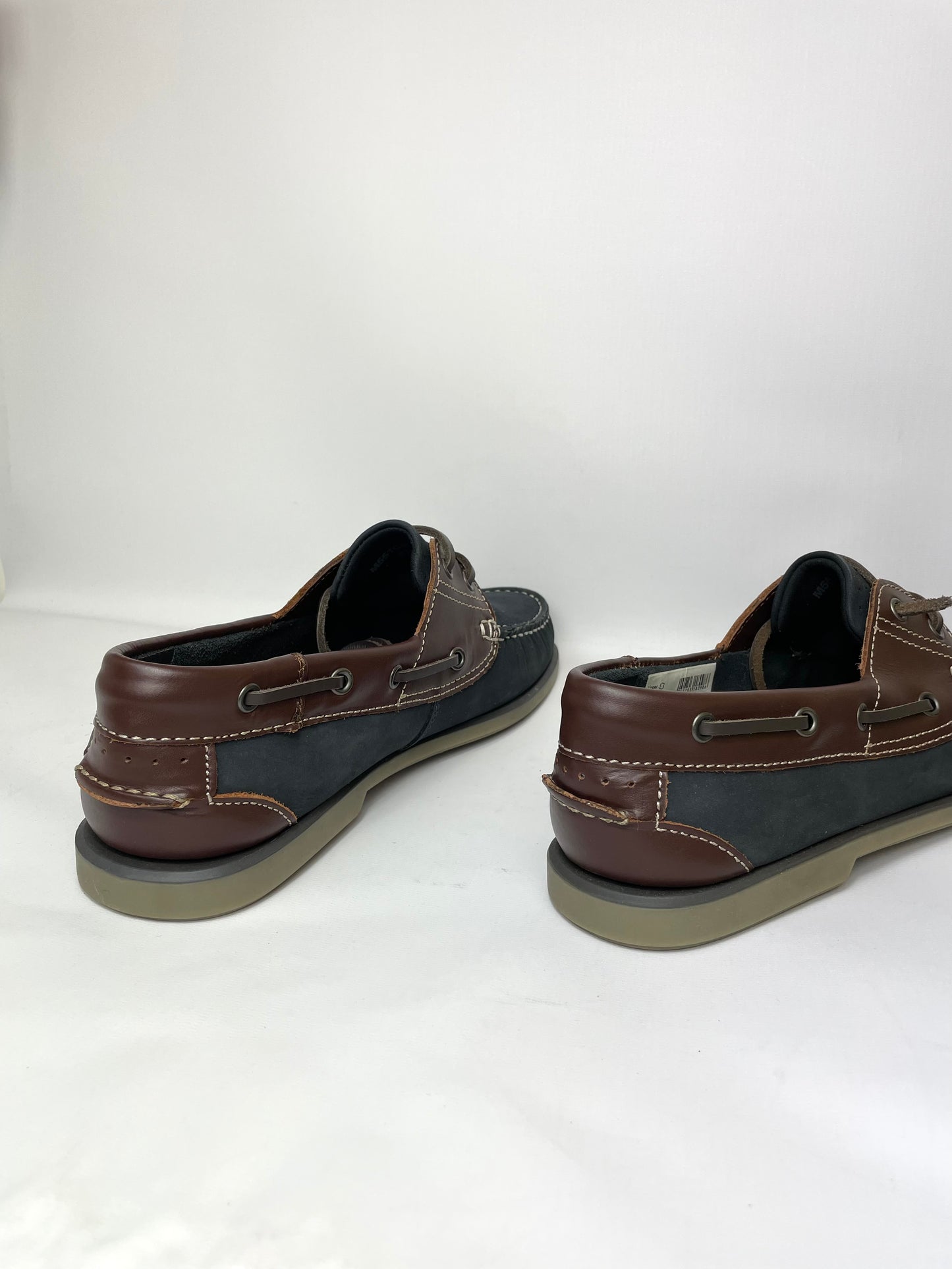 Dek Leather Moccasin Mens Boat Shoes Navy Brown