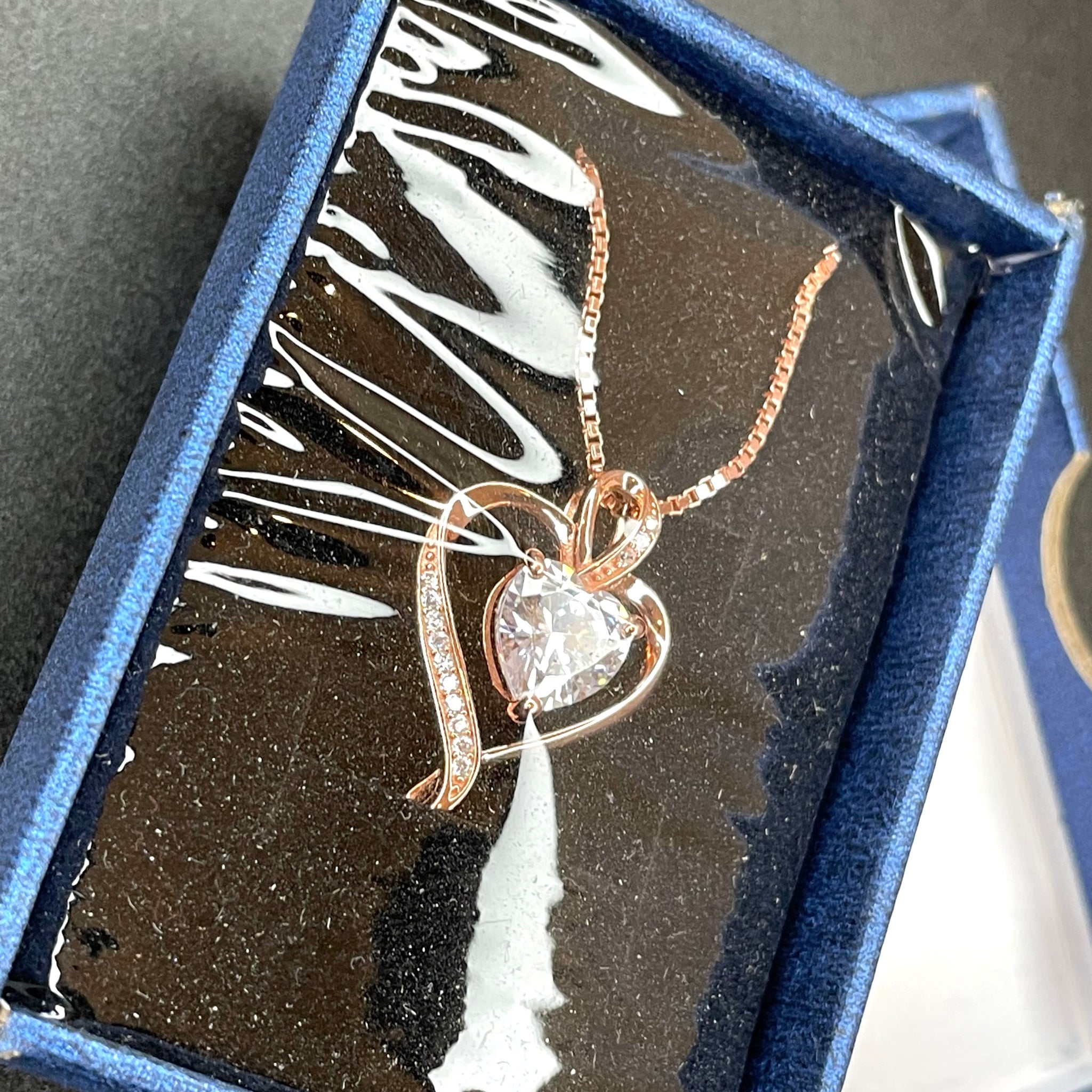 LAVUMO Women's Rose Gold Heart Pendant Chain Necklace 925 Sterling Silver