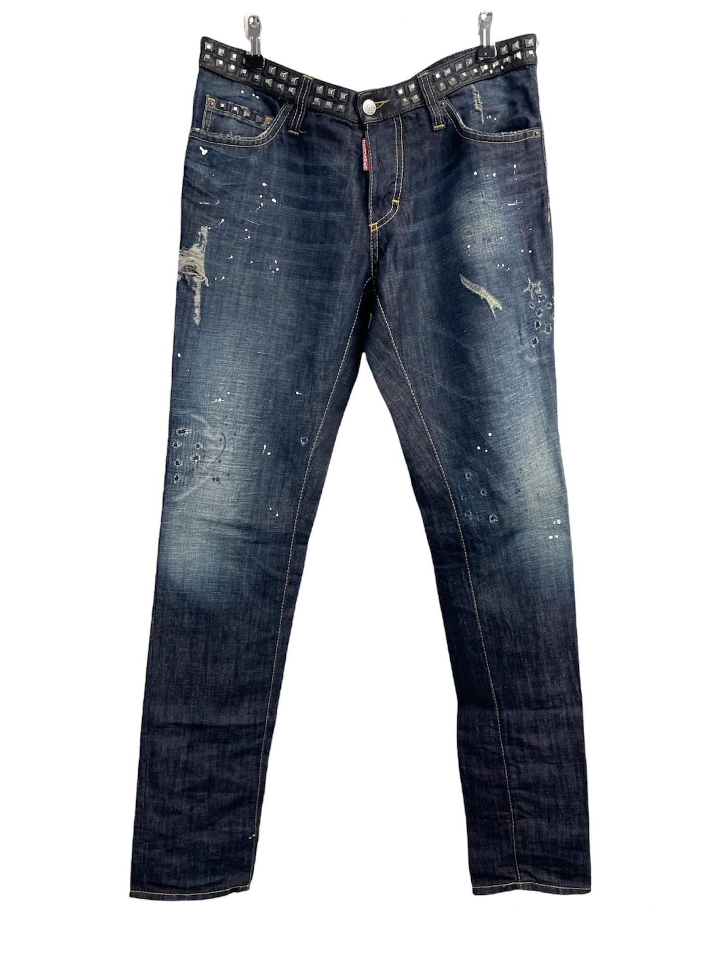 Dsquared Mens Straight Fit Painted Denim Jeans in Blue