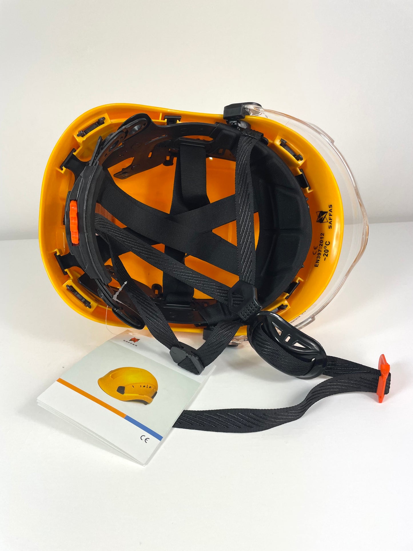 Saffas Safety Helmet With Visor Adjustable Hard Hat for Construction 6-Point Suspension Yellow