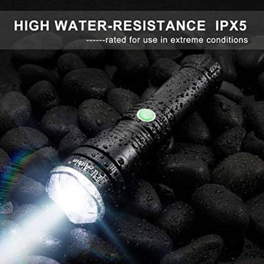 Airbin Rechargeable XHP50 LED Flashlight Police Torch IPX5 Waterproof