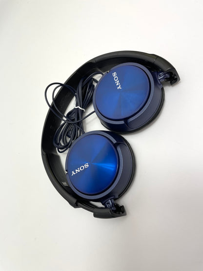 Sony Wired MDR-ZX310 On-Ear Headphones with Microphone Foldable in Blue